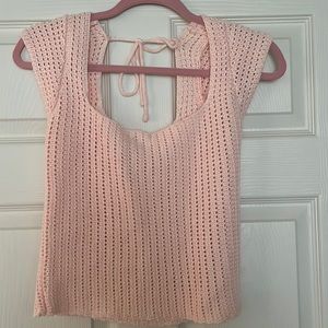 Pink crochet top with tie closure